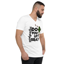 Load image into Gallery viewer, &quot;Do You Lift Bra?&quot; Muscly Cactus Text V-Neck T-Shirt