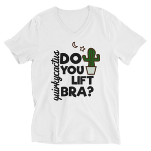 "Do You Lift Bra?" Muscly Cactus Text V-Neck T-Shirt