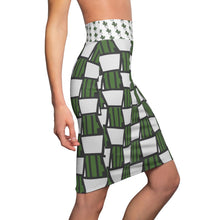 Load image into Gallery viewer, &quot;Quirky Cactus&quot; All-Over Checkered OG Cactus Pot Pencil Skirt