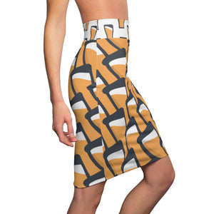 "Beer Pint Tiles" All-Over Beer Pint Pencil Skirt