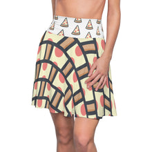 Load image into Gallery viewer, &quot;Quirky Pizza&quot; All-Over Checkered Pizza Skater Skirt