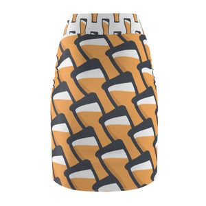 "Beer Pint Tiles" All-Over Beer Pint Pencil Skirt