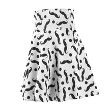 Load image into Gallery viewer, &quot;Stache Stache Stache&quot; All-Over Polka Mustache Skater Skirt