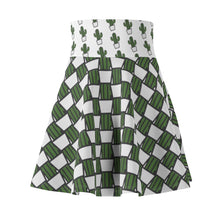 Load image into Gallery viewer, &quot;Quirky Cactus&quot; All-Over Checkered OG Cactus Pot Skater Skirt