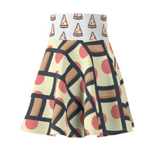 Load image into Gallery viewer, &quot;Quirky Pizza&quot; All-Over Checkered Pizza Skater Skirt