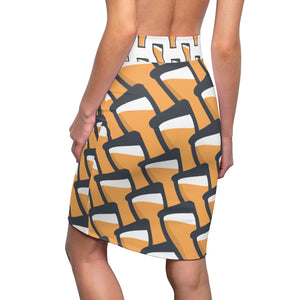 "Beer Pint Tiles" All-Over Beer Pint Pencil Skirt