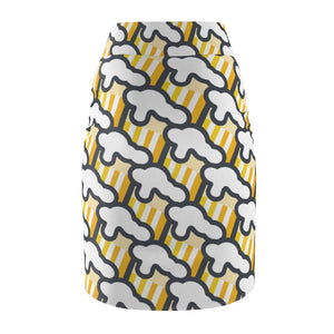 "Beer Mug Tiles" All-Over Beer Mug Pencil Skirt