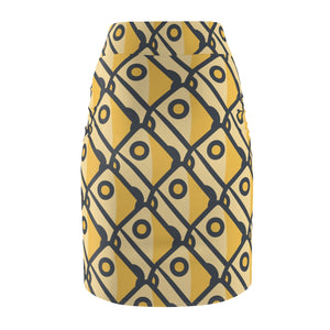 "Cheesy Blocks" All-Over Cheese Pencil Skirt