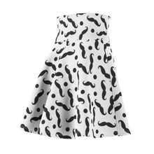 Load image into Gallery viewer, &quot;Stache Stache Stache&quot; All-Over Polka Mustache Skater Skirt