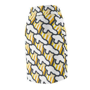 "Beer Mug Tiles" All-Over Beer Mug Pencil Skirt