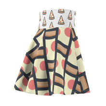 Load image into Gallery viewer, &quot;Quirky Pizza&quot; All-Over Checkered Pizza Skater Skirt