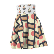 Load image into Gallery viewer, &quot;Quirky Pizza&quot; All-Over Checkered Pizza Skater Skirt