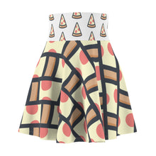 Load image into Gallery viewer, &quot;Quirky Pizza&quot; All-Over Checkered Pizza Skater Skirt