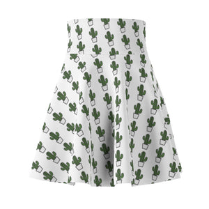 "Quirky Cactus" All-Over Polka OG Cactus High-Waist Skater Skirt