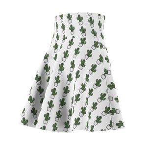 "Quirky Cactus" All-Over Polka OG Cactus High-Waist Skater Skirt